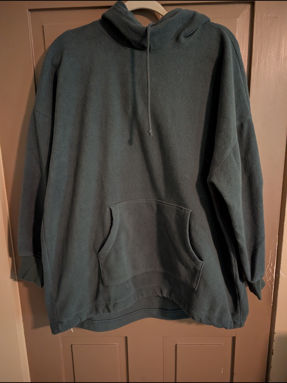Old Navy Dark Green Mock Neck  Hoodie Fleece Pullover Drawstring Neck Waist - L